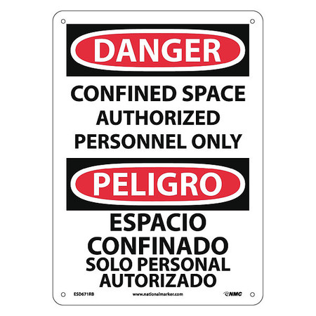 Nmc Danger Confined Space Sign - Bilingual, ESD671RB ESD671RB
