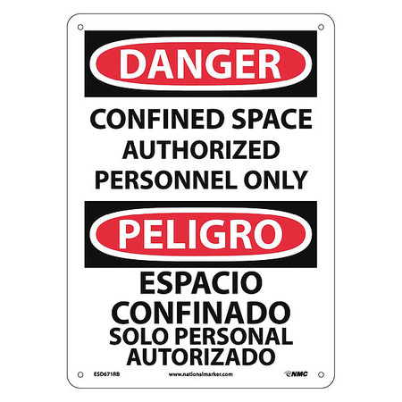 NMC Danger Confined Space Sign - Bilingual, ESD671RB ESD671RB