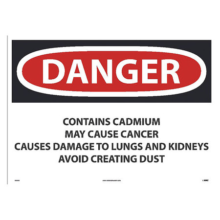 NMC Danger Contains Cadmium May Cause Cancer Sign, Width: 28" D29PD