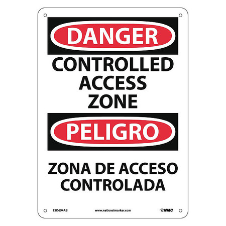 NMC Danger Controlled Access Zone Sign - Bilingual, ESD694AB ESD694AB