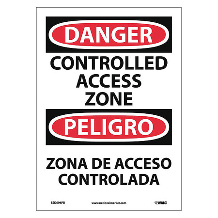 NMC Danger Controlled Access Zone Sign - Bilingual, ESD694PB ESD694PB