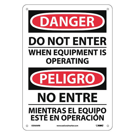 NMC Danger Do Not Enter Equipment Operating Sign - Bilingual, ESD656RB ESD656RB