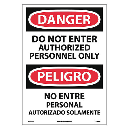 NMC Danger Do Not Enter Sign - Bilingual, ESD200PC ESD200PC