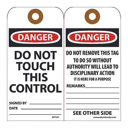 NMC Danger Do Not Touch This Control Tag, Pk25 RPT137G
