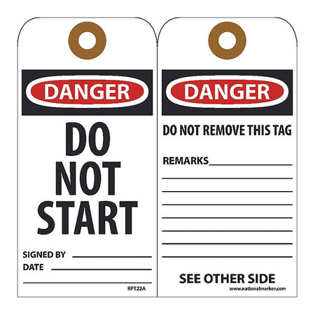 NMC Danger Do Not Start Signed Tag, Pk25 RPT22AG