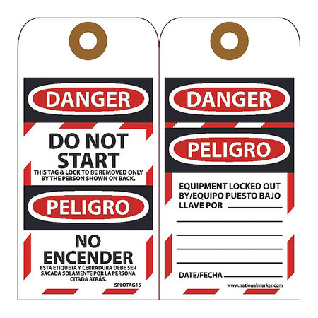 NMC Danger Do Not Start This Bilingual Tag, Pk10 SPLOTAG15