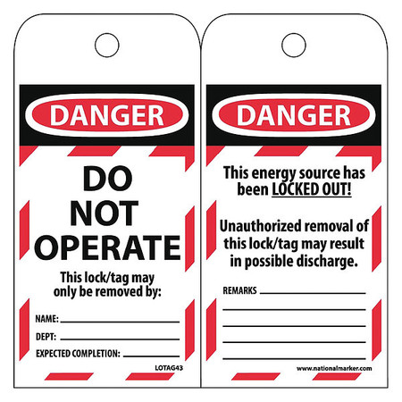 Nmc Danger Do Not Operate Tag TAR114