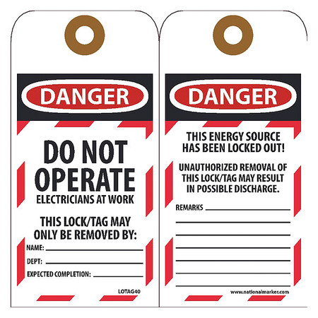 NMC Danger Do Not Operate Tag, Pk10 LOTAG40