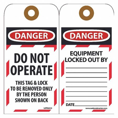 NMC Danger Do Not Operate This Tag, Pk25 LOTAG10-25