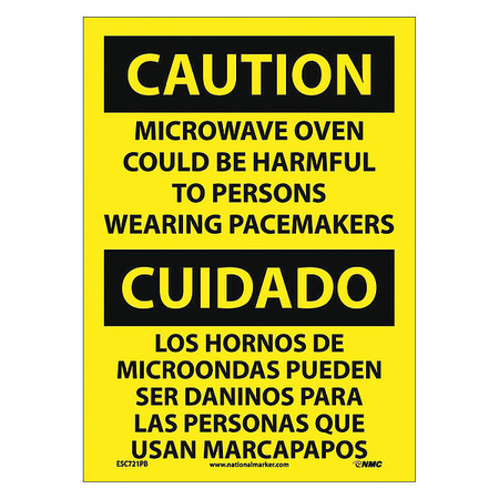 NMC Caution Microwave Oven Harmful Sign, Bili, 14 in Height, 10 in Width, Pressure Sensitive Vinyl ESC721PB