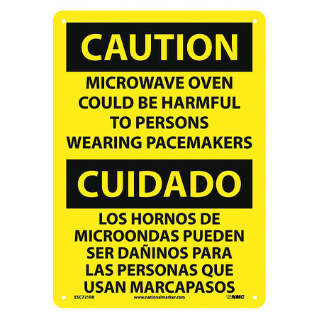 NMC Caution Microwave Oven Harmful Sign, Bili, 14 in Height, 10 in Width, Rigid Plastic ESC721RB