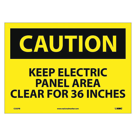 NMC Caution Keep Electrical Panel Area Clear For 36 Inches Sign, C533PB C533PB
