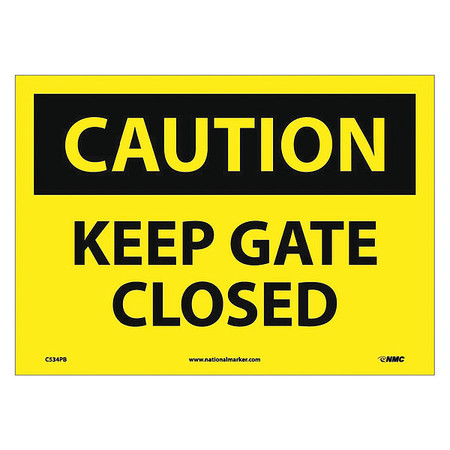 NMC Caution Keep Gate Closed Sign, C534PB C534PB