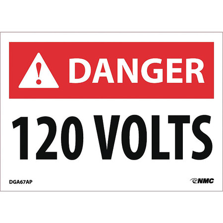 NMC DANGER, 120 VOLTS, 2.5X3.5, PS VINYL, Pk5 DGA67AP