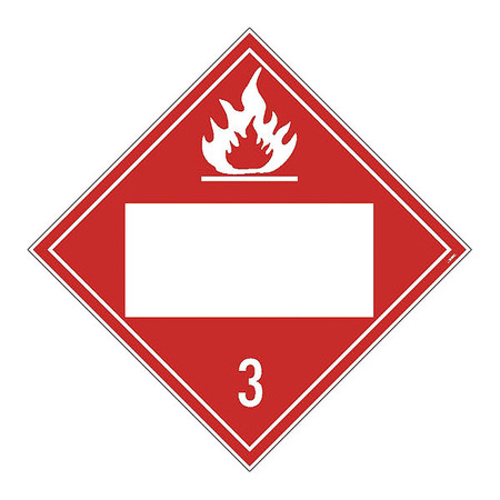 NMC Placard Sign, 3 Flammable Liquids, Blank, Pk100, Material: Pressure Sensitive Removable Vinyl .0045 DL4BPR100
