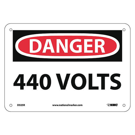 NMC Danger, 440 Volts, 7X10, Rigid Plastic D325R