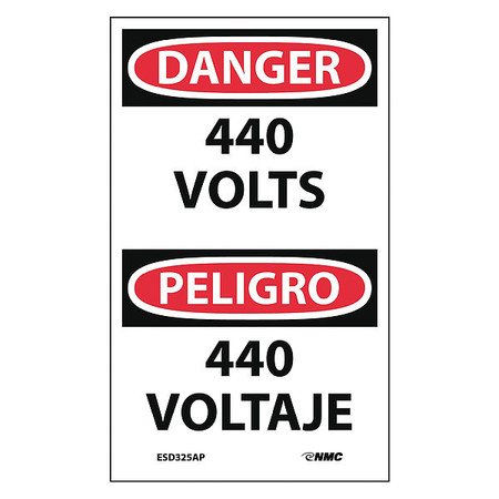 NMC Bilingual Label, 440 Volts, Pk5 ESD325AP