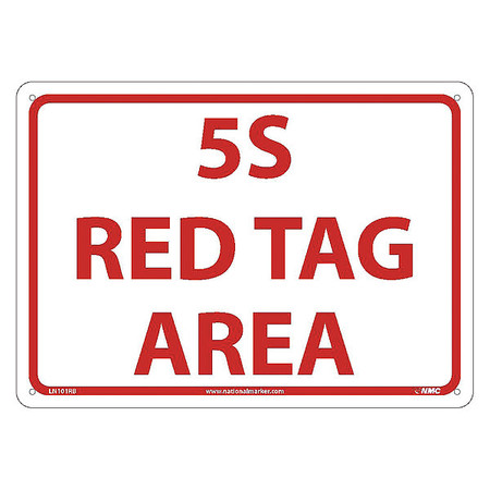 NMC Red Tag Area, 5S, 10X14, RIGID PLASTIC LN101RB