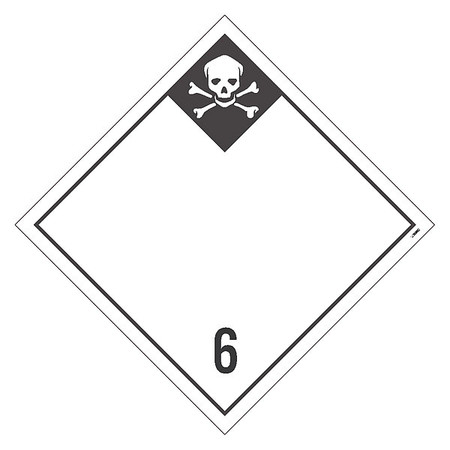 NMC Dot Placard Sign, 6 Poisonous And Infectious Substances, Blank DL98BPR