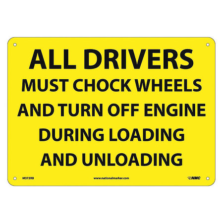 NMC All Drivers Must Chock Wheels And Turn Off Engine Sign, M372RB M372RB