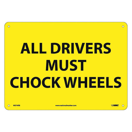 NMC All Drivers Must Chock Wheels Sign, M374RB M374RB