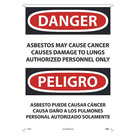 NMC Asbestos May Cause Cancer Authorized Personnel Only Sign - Bilingual, ESD22AD ESD22AD