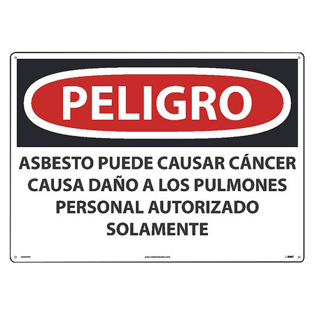 NMC Asbestos May Cause Cancer Authorized Personnel Only Sign - Spanish, SPD22AD SPD22AD