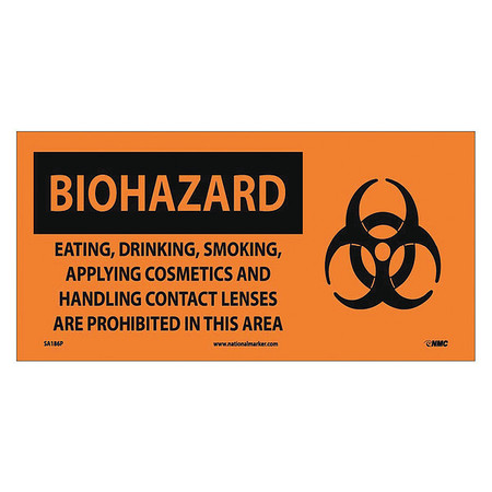 NMC Biohazard Consumables Prohibited In Area Sign, SA186P SA186P