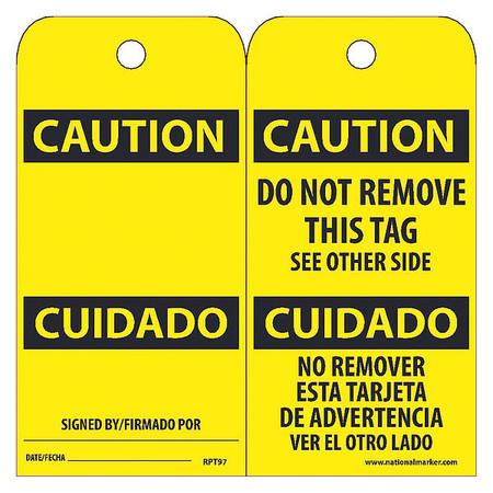 NMC Caution Bilingual Tag, Pk25 RPT97