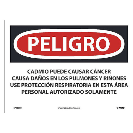 NMC Cadmium May Cause Cancer Causes Sign - Spanish, SPD28PB SPD28PB