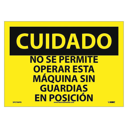 NMC Caution Chock Wheels Sign - Spanish, SPC700PB SPC700PB