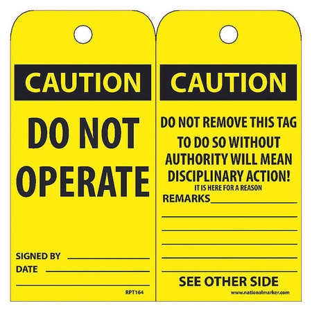 NMC Caution Do Not Operate Tag, Pk25 RPT164