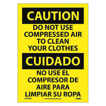 NMC Caution Do Not Use Compressed Air Sign - Bilingual, ESC205PB ESC205PB