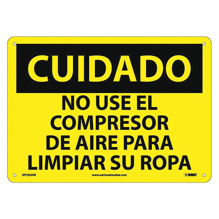 NMC Caution Do Not Use Compressed Air Sign - Spanish, SPC205RB SPC205RB