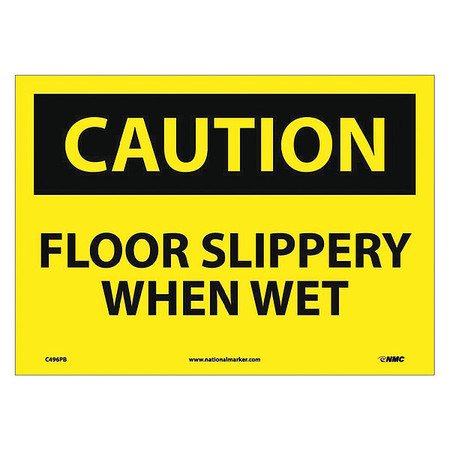 NMC Caution Floor Slippery When Wet Sign, C496PB C496PB