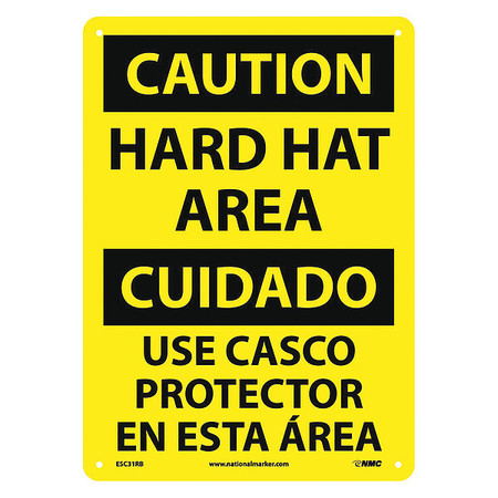 NMC Caution Hard Hat Area Sign - Bilingual ESC31RB