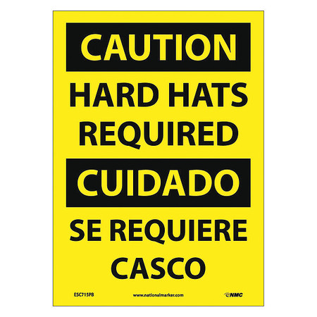 NMC Caution Hard Hats Required Sign - Bilingual ESC715PB