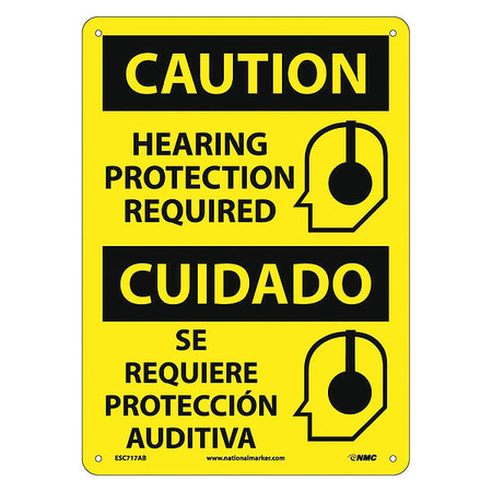 NMC Caution Hearing Protection Required Sign - Bilingual ESC717AB