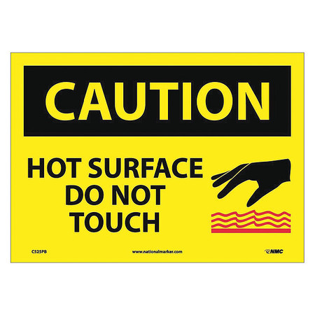 Nmc Caution Hot Surface Do Not Touch Sign, C525PB C525PB