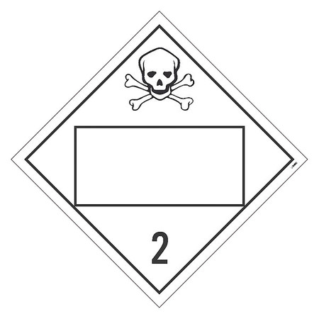 NMC Blank Placard Sign, 2 Gases, Poison, Flammable/Non-Flammable, Pk10, Material: Adhesive Backed Vinyl DL150BP10