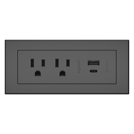 LEGRAND Plug-In Charger, 2.5" H x 5.8" W x 2.1" D RDZCBK10