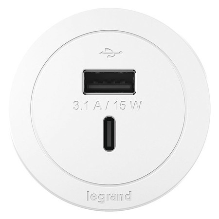 LEGRAND Plug-In Charger, 2.0" H x 2.0" W x 3.3" D RFPCUAUC-WH10
