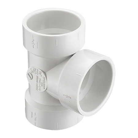 ZORO SELECT PVC Bull Nose Tee, Socket, 6 in Pipe Size P441-060