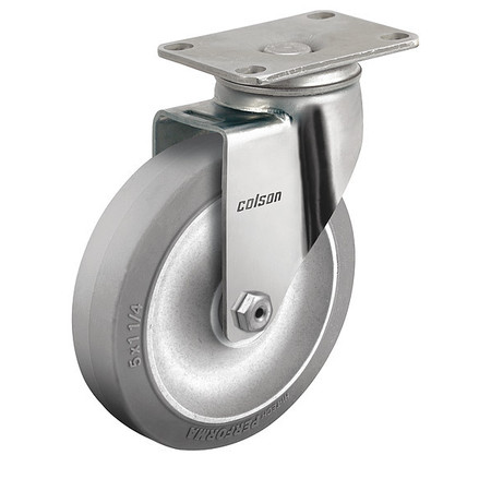 Colson 4" X 1-1/4" Non-Marking Rubber Performa (Flat) Swivel Caster, No Brake, Loads Up To 300 lb 2.04456.444