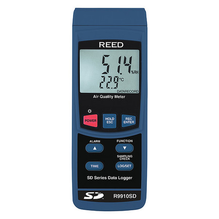 REED INSTRUMENTS Indoor Air Analyzer, 32 F to 122F, LCD R9910SD