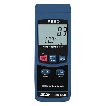 REED INSTRUMENTS Anemometer, 79 to 5,906fpm, 32 to 122F R4000SD
