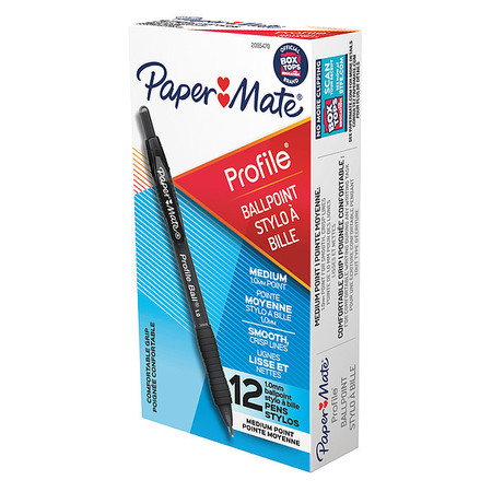 PAPER MATE Ballpoint Pens, Textured, Plastic, PK12 2095470