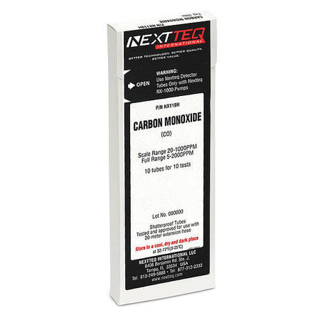 NEXTTEQ Detector Tube, For Carbon Monoxide NX119H