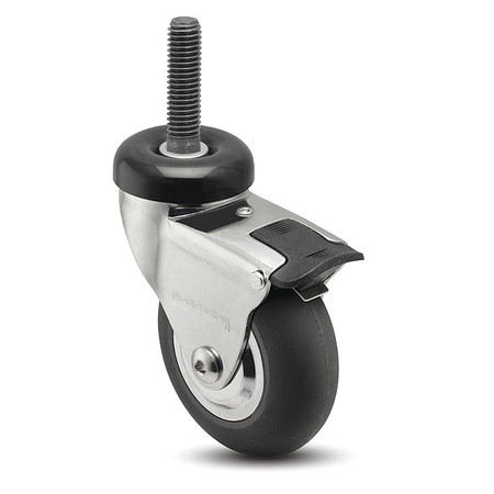 MEDCASTER 3" X 1" Non-Marking Neoprene Swivel Caster, Total Lock Brake, Loads Up To 175 lb CN03NRP100TLTS06