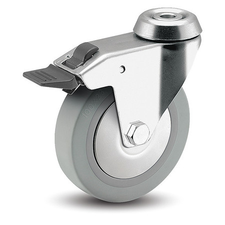MEDCASTER 2" X 3/4" Non-Marking Rubber Thermoplastic Swivel Caster, Total Lock Brake, Loads Up To 110 lb RZ02TPN070TLHK04